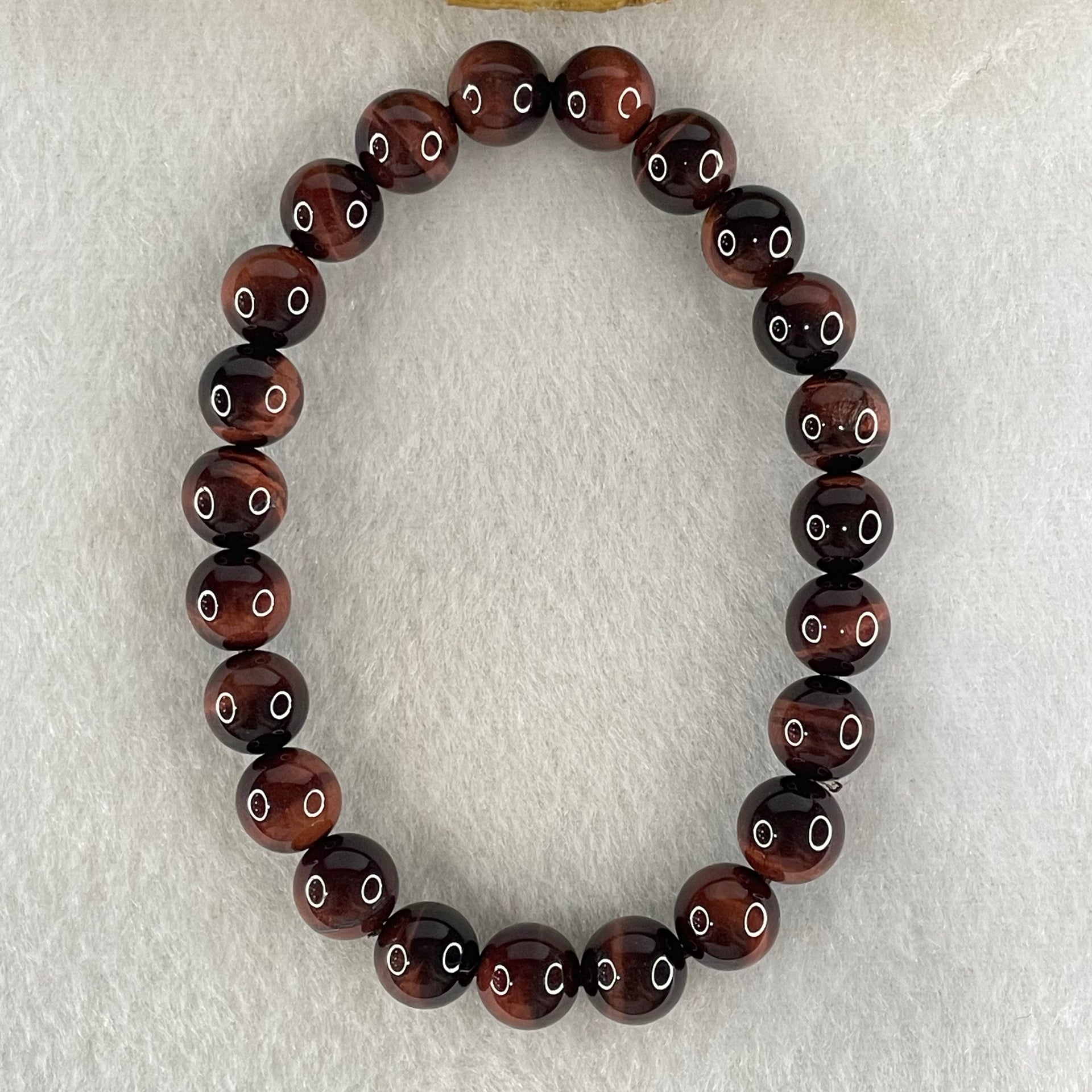 Natural Red Tiger's Eye Quartz Beads Bracelet 19.58g 16cm 8.5mm 23 Beads - Huangs Jadeite and Jewelry Pte Ltd