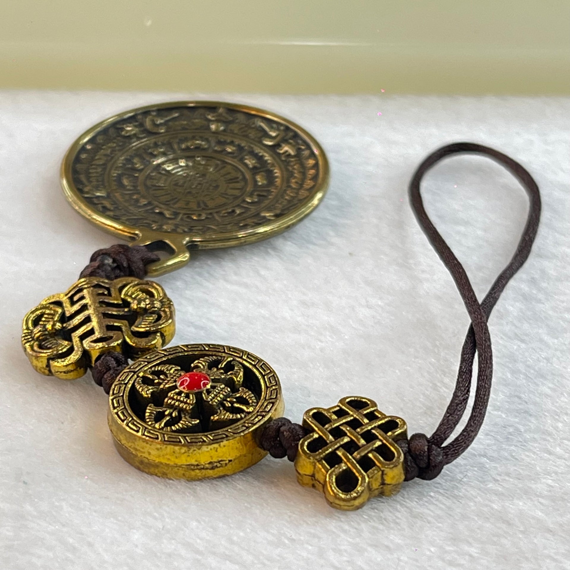 Pure Brass Jiugong Bagua 12 Zodiac Handphone Charm 23.50g 32.0 by 3.6mm - Huangs Jadeite and Jewelry Pte Ltd