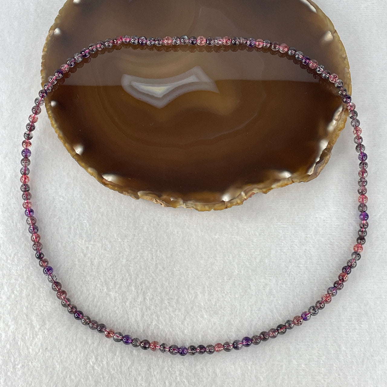 Certified Very Very Good Grade Natural Super 7 Crystal Necklace | 4.8mm Sacred 7-Mineral Synergy (17.196g | 52cm Length | 122 Beads)