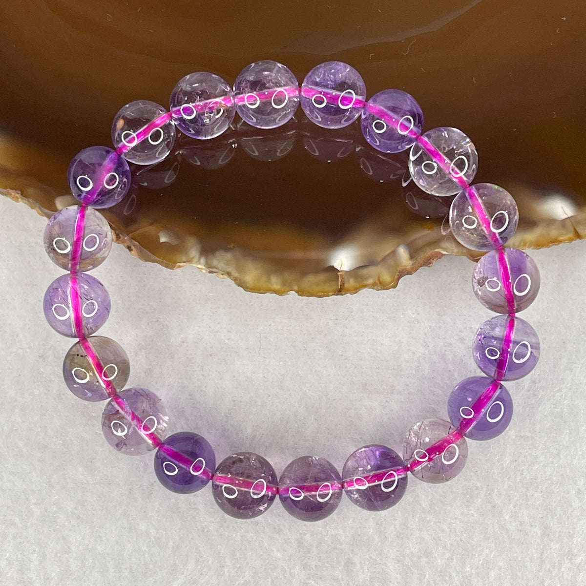 Natural Amethyst Super 7 Crystal Beads Bracelet | 9.7mm Melody Stone Amulet (23.67g | 15.5cm Wrist | 20 Beads)