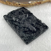 Type A Opaque to Partial Translucent Black Omphacite Jadeite Guan Yin with Dragon and Phoenix Pendant 34.30g 63.1 by 41.4 by 8.0mm - Huangs Jadeite and Jewelry Pte Ltd