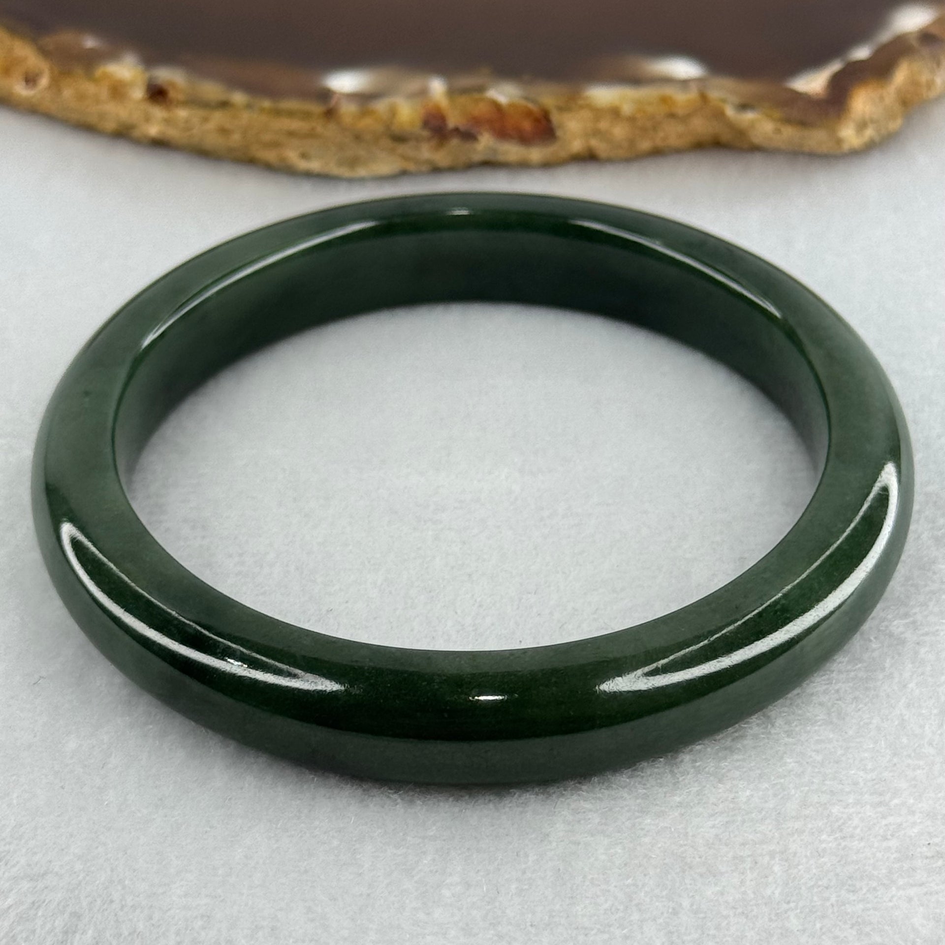 Type A Dark Blueish Green Jadeite Bangle Internal Diameter 58.2mm 48.09g 10.7 by 8.3mm (Slight Internal Lines) - Huangs Jadeite and Jewelry Pte Ltd
