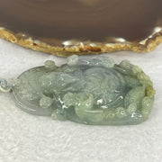 Grand Master Type A 3 Colours Green Lavender Brown Jadeite Gold of Fortune Cai Shen Ye 财神爷 on Dragon 龙 84.21g 75.4 by 41.7 by 12.8mm - Huangs Jadeite and Jewelry Pte Ltd
