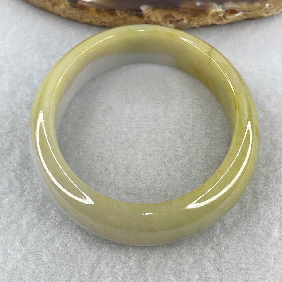 Natural Type A Yellowish & Lavender Jadeite Oval Bangle | (44.23g | 54.9mm Inner Diameter | 12.9mm x 7.4mm | Very Very Slight External Line | Synergy, "Zi Qi Dong Lai" Noble Benefactor Magnet & Feng Shui Abundance Anchor) - Huangs Jadeite and Jewelry Pte Ltd