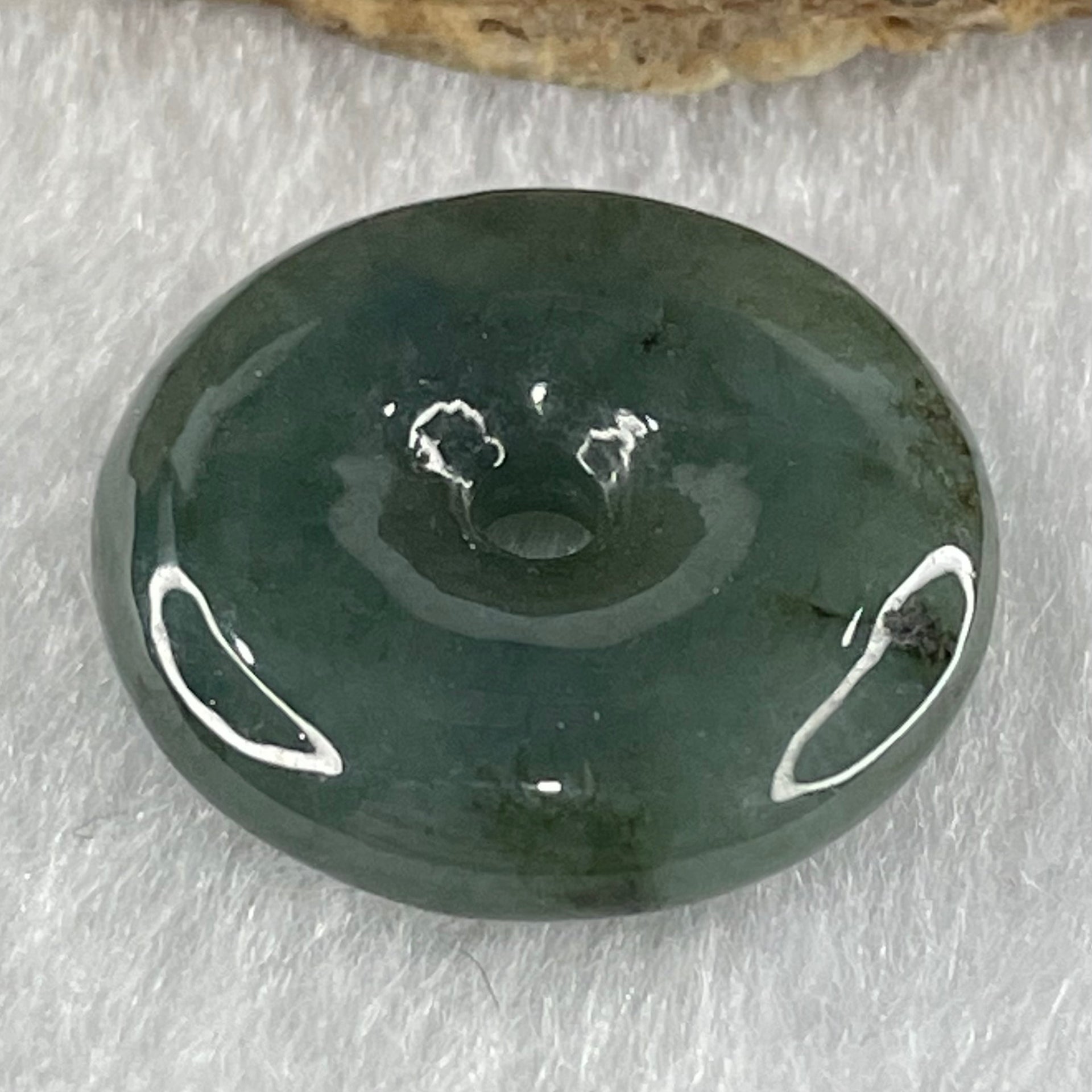 Type A Dark Blueish Green Jadeite Ping An Kou Donut Pendant 4.74g 21.3 by 5.0mm - Huangs Jadeite and Jewelry Pte Ltd