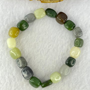 Natural Muti Color Serpentine Beads Bracelet 25.73g 15.5cm 8.5mm 19 Beads - Huangs Jadeite and Jewelry Pte Ltd