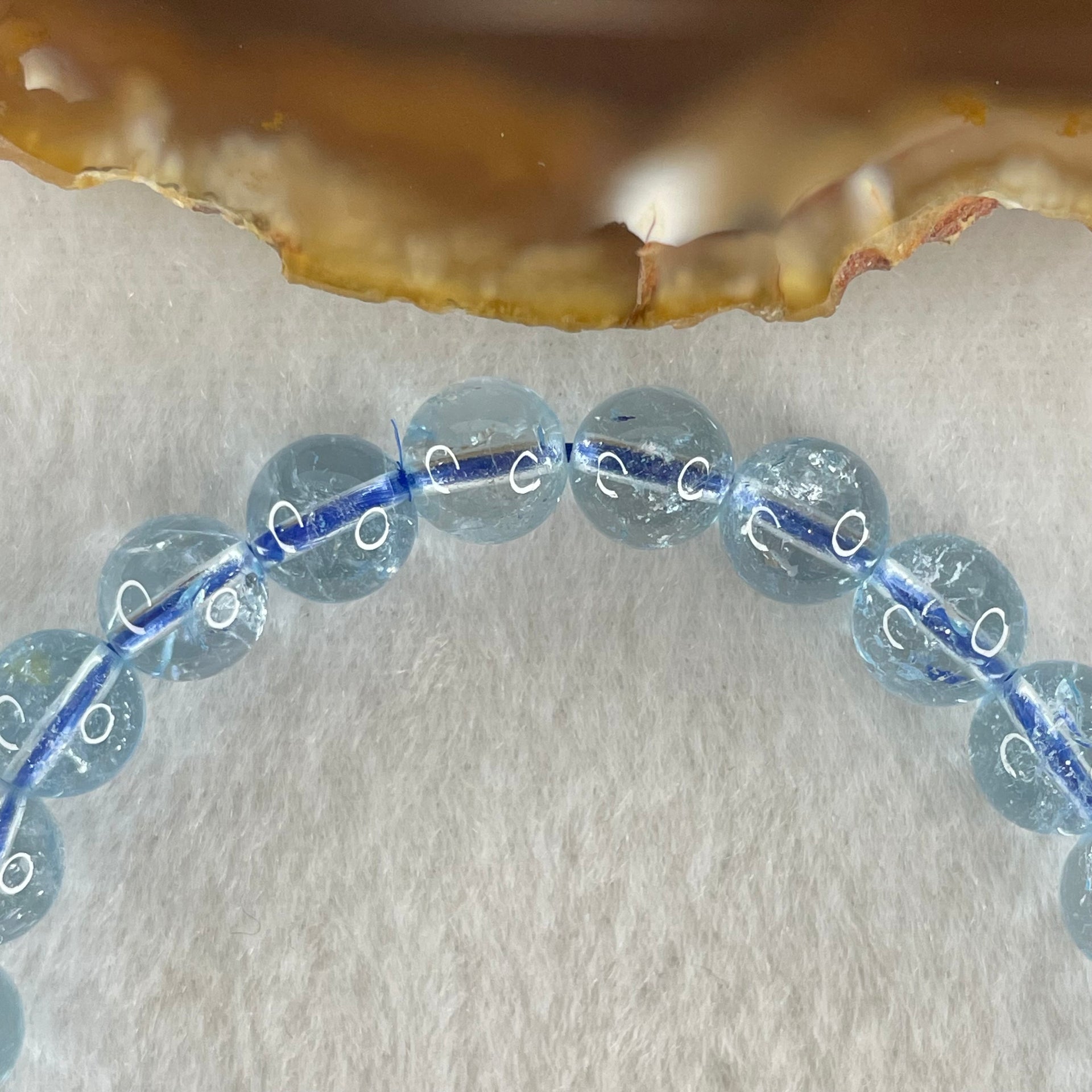 Above Average Natural Blue Topaz Beads Bracelet 20.43g 16cm 7.7mm 25 Beads - Huangs Jadeite and Jewelry Pte Ltd