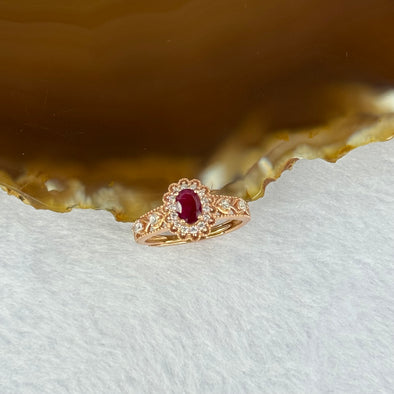 Natural Ruby in 925 Sliver in Rose Gold Colour Ring (Adjustable Size) 2.04g 5.5 by 4.0 by 3.8mm - Huangs Jadeite and Jewelry Pte Ltd