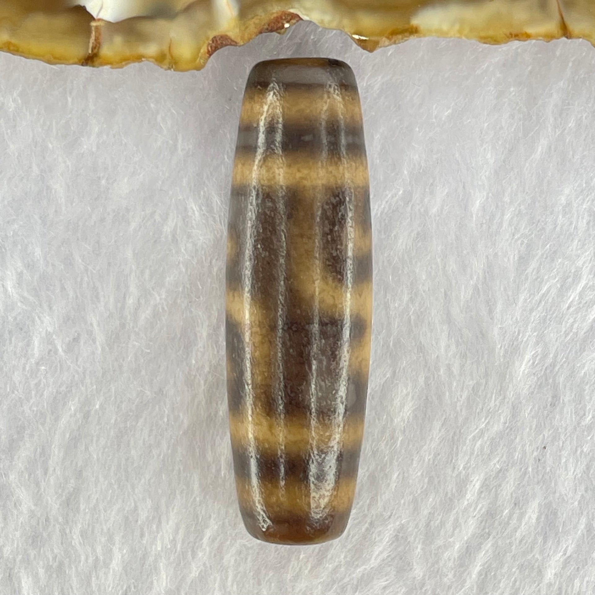 Natural Powerful Tibetan Old Oily Agate Double Nectar Vessel Dzi Bead Heavenly Master (Tian Zhu) 花蜜容器眼天珠 7.93g 38.3 by 11.6mm - Huangs Jadeite and Jewelry Pte Ltd