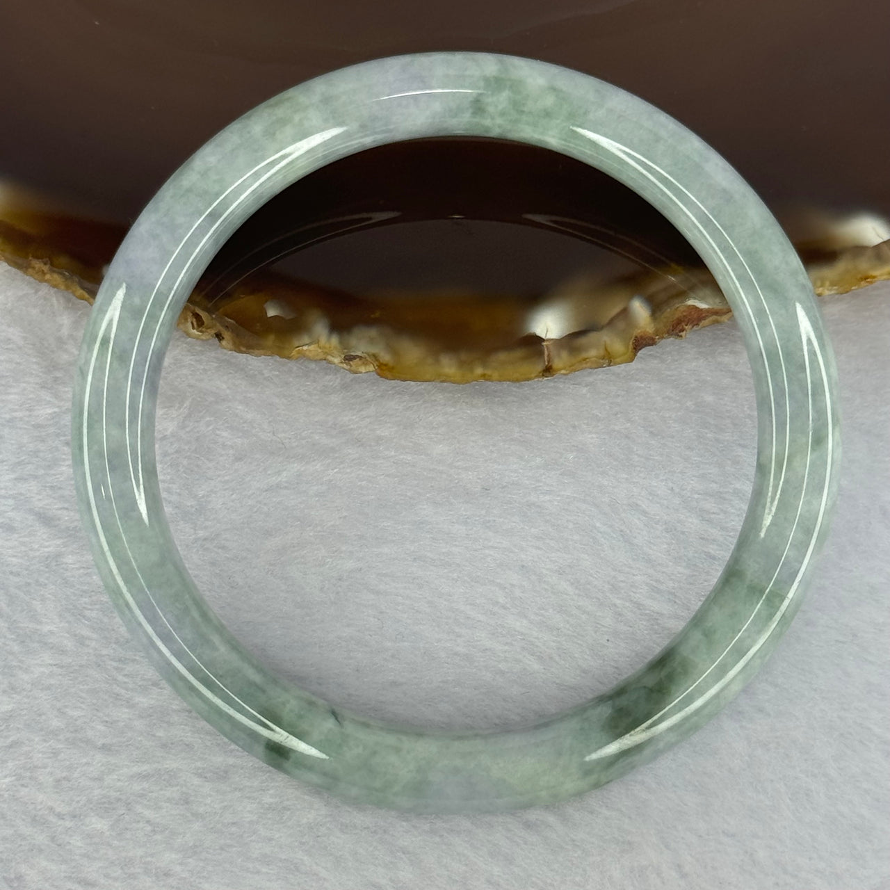 Type A Deep Lavender and Green Piao Hua Jadeite Bangle 31.99g Internal Diameter 57.0mm 8.0 by 8.0mm (Slight Internal Line) - Huangs Jadeite and Jewelry Pte Ltd