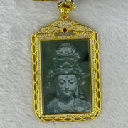 Type A Blueish Green Jadeite Guan Yin S925 Silver Pendent Necklace 30.47g 46.0 by 30.0 by 2.0mm - Huangs Jadeite and Jewelry Pte Ltd