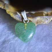 Natural Green Aventurine Mini Heart Pendant with Sliver Clasps 0.90g 12.1 by 11.9 by 4.1mm - Huangs Jadeite and Jewelry Pte Ltd
