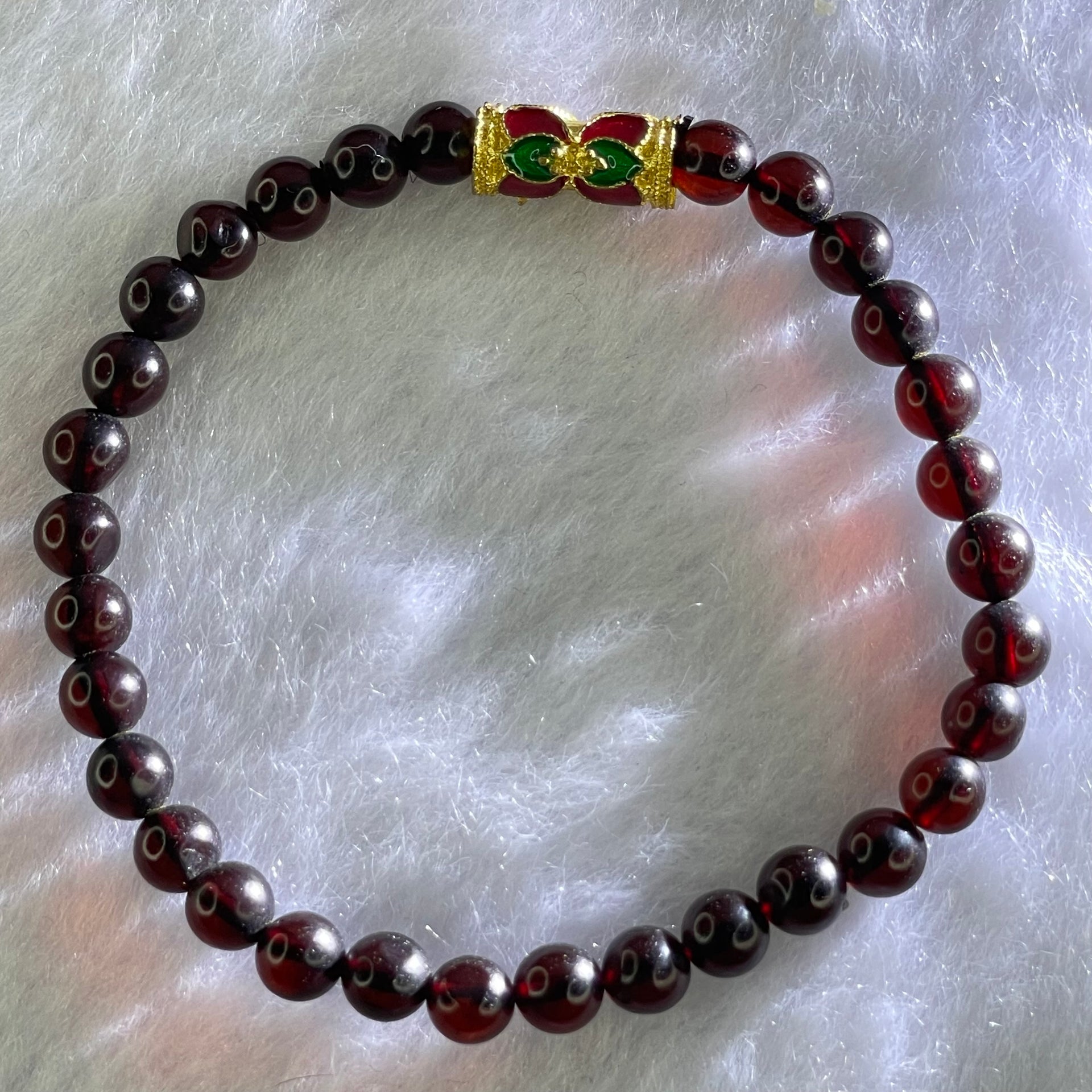 Natural Dark Blood Red Amber Beads Bracelet 天然血珀手链  3.95g 15cm 5.4mm 31 Beads - Huangs Jadeite and Jewelry Pte Ltd