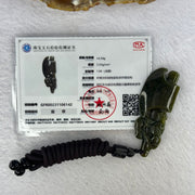 Type A Dark Yellowish Green Jadeite Dragon on Axe Pendent 14.34g 58.8 by 22.0 by 7.7mm - Huangs Jadeite and Jewelry Pte Ltd