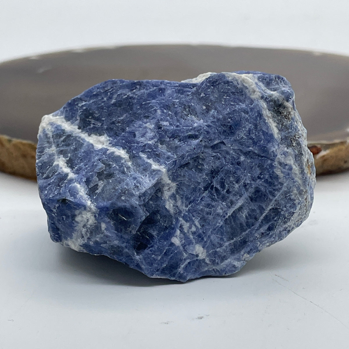 Natural Sodalite Rough Mini Display | (115.70g | 61.8 x 49.9 x 36.5mm | Catalyst, "Logic Stone" Intuitive Mind & Clear Expression Anchor, Feng Shui Harmony & Mental Focus Catalyst)