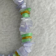 Natural Type A Lavender with Green Yellow Jadeite Irregular Bracelet 14.36g 14cm 8.2mm 94 Pcs - Huangs Jadeite and Jewelry Pte Ltd