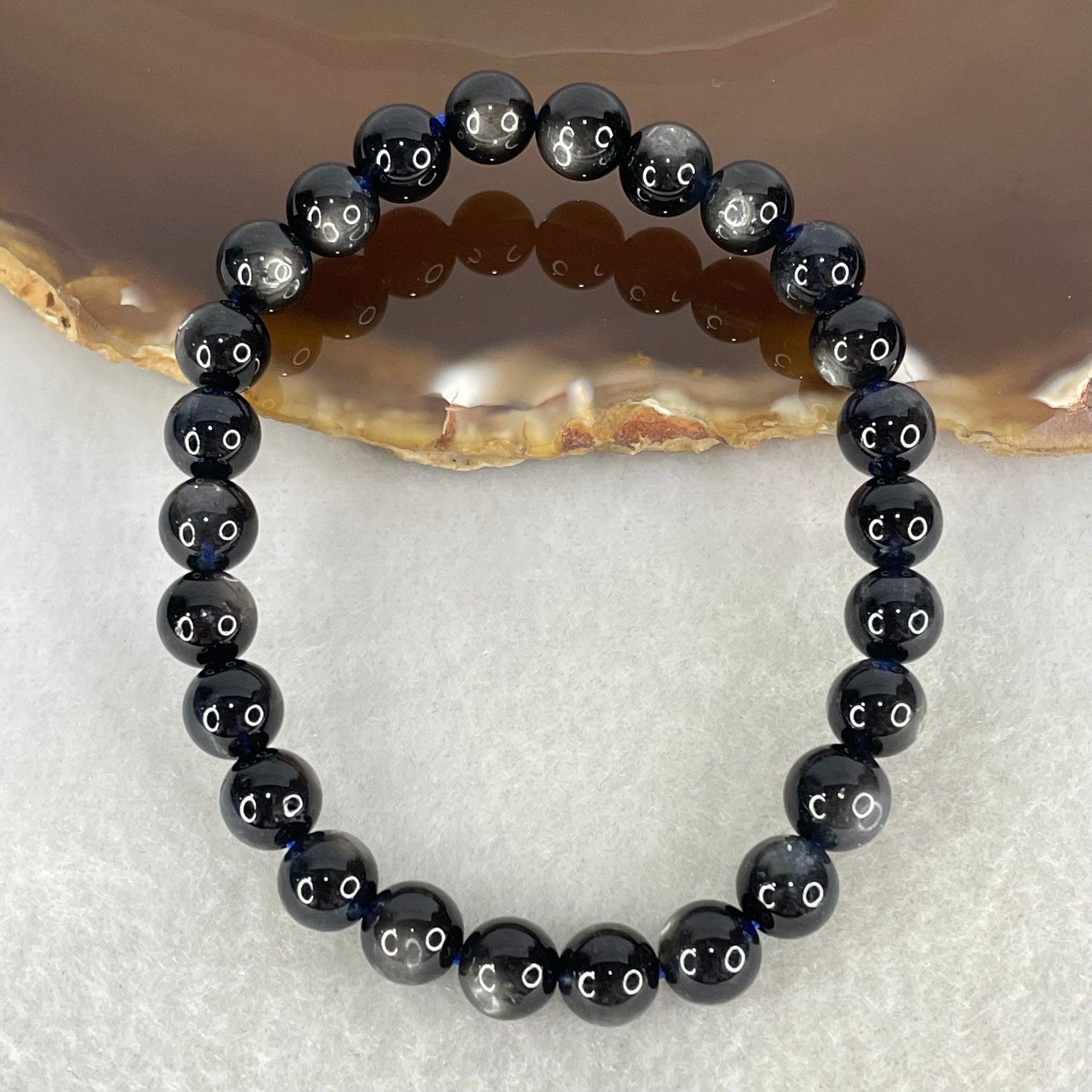 Good Grade Natural Devils Blue Beryl Aquamarine Beads Bracelet 13.10g 15.5cm 7.2mm 26 Beads - Huangs Jadeite and Jewelry Pte Ltd