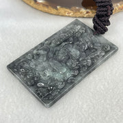 Type A Wuji Black with Light Green Jadeite Zhao Gong Yuashuai God Of Wealth Pendant 70.89g 72.9 by 5.9 by 11.2mm - Huangs Jadeite and Jewelry Pte Ltd