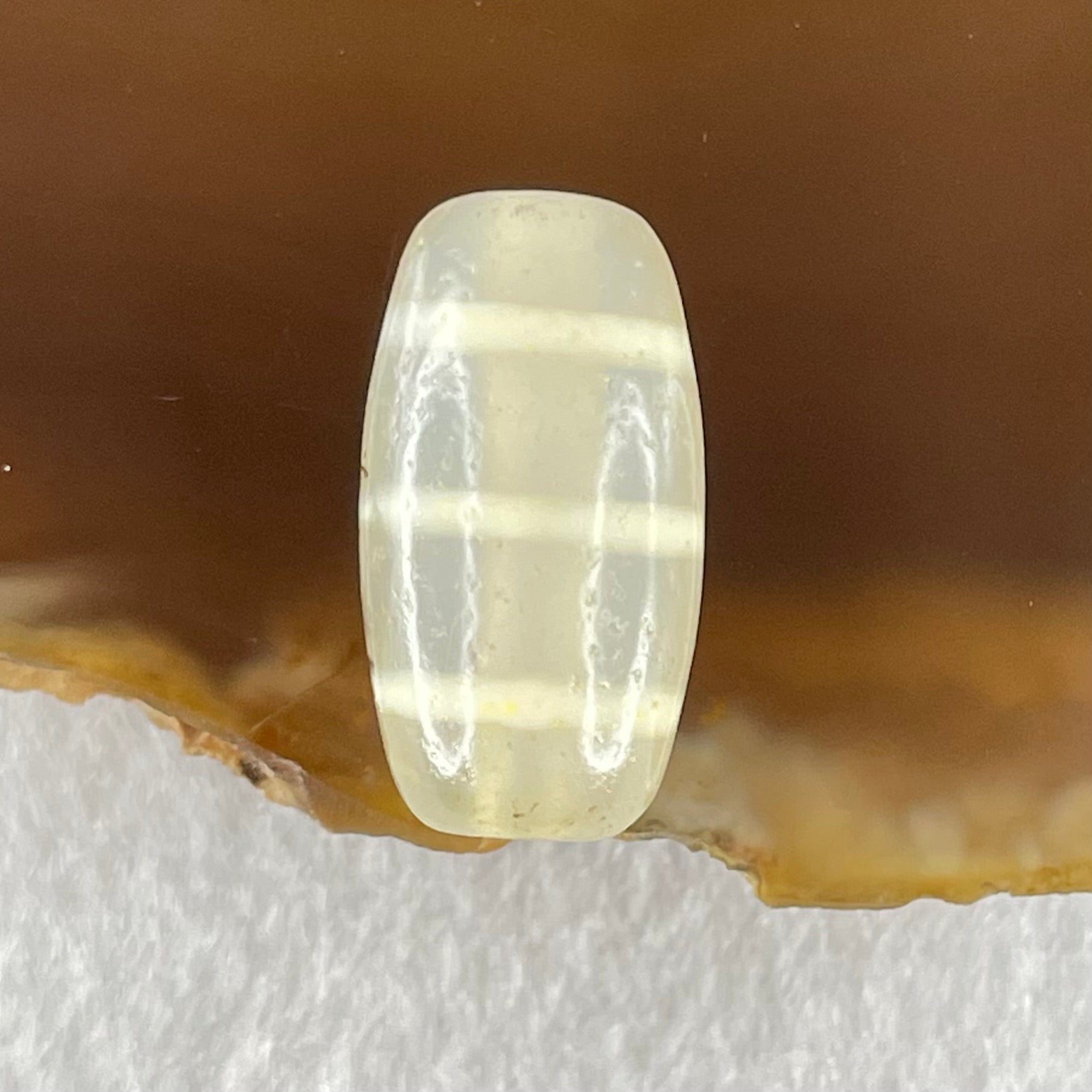 Natural Powerful Tibetan Old Oily Agate 3-Lines Dzi Bead Heavenly Master (Tian Zhu) 三行天诛 3.31g 20.2 by 10.7mm - Huangs Jadeite and Jewelry Pte Ltd