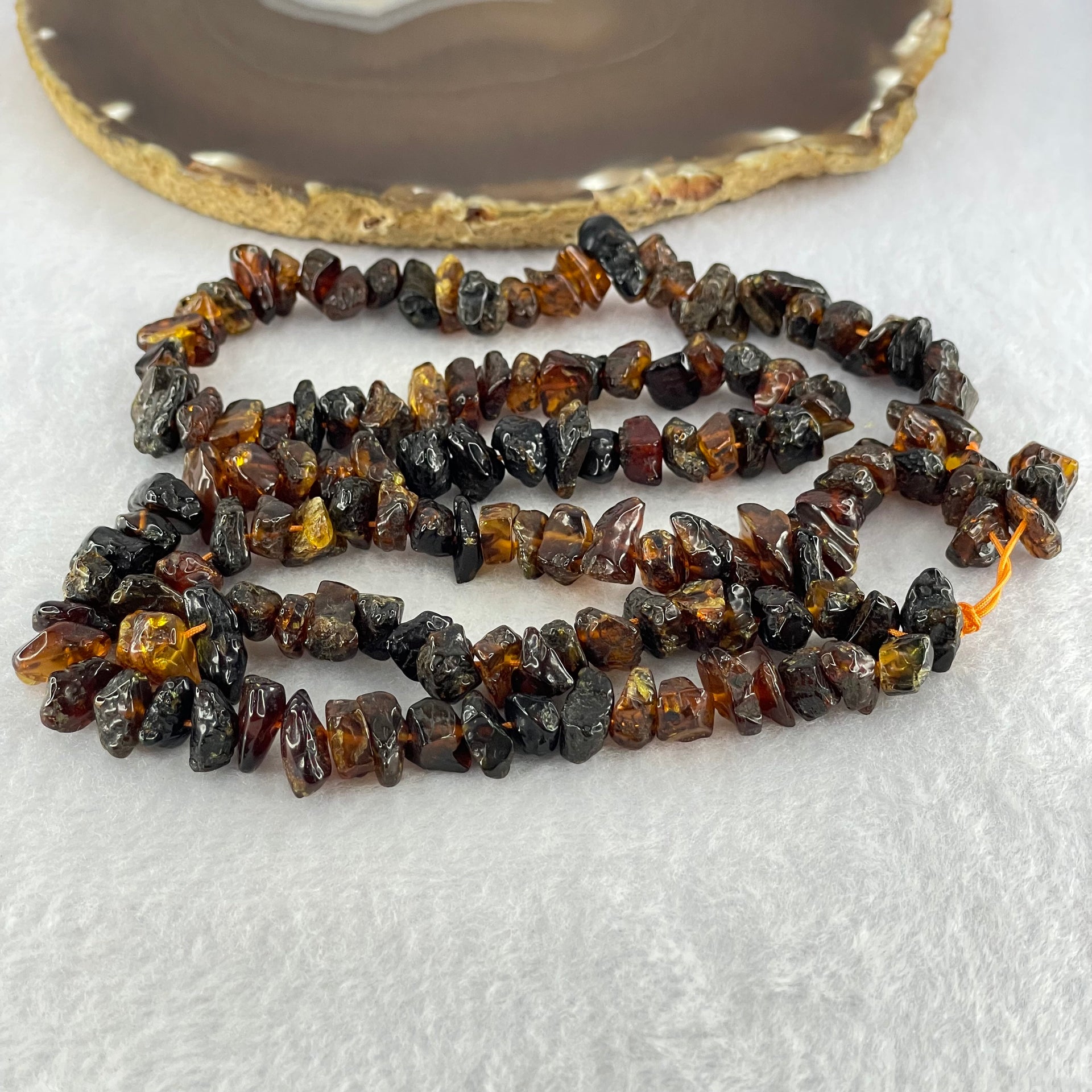Natural Cognac Amber Beads Irregular Bracelet 34.60g 70cm 14.1 by 8.5 by 5.9mm to 7.8 by 7.1 by 4.9mm 139 Beads - Huangs Jadeite and Jewelry Pte Ltd