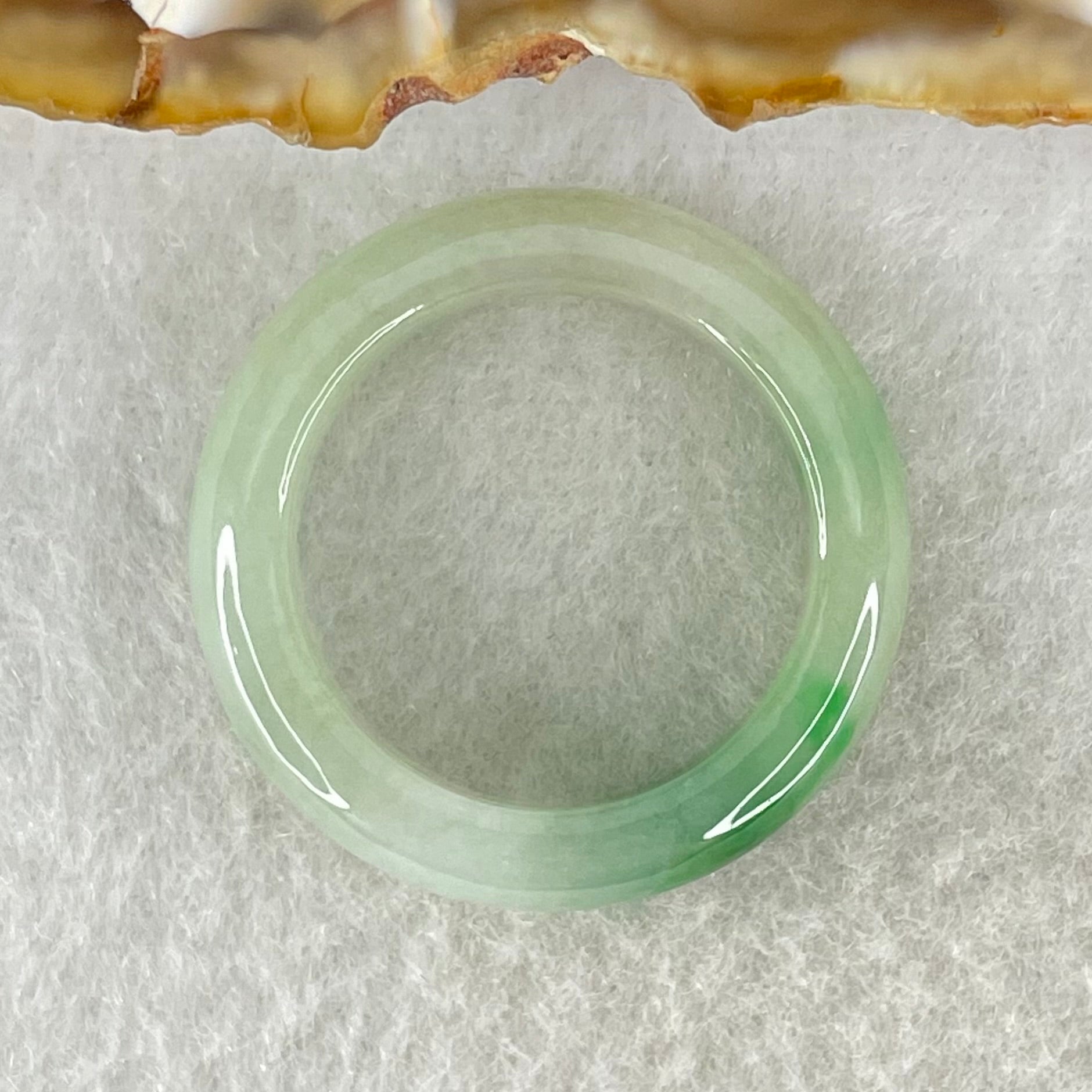 Type A Light Green with Intense Spicy Green Patch Jadeite Ring 5.11g 6.8 by 4.1mm US9 HK20 (Very Slight Internal Line) - Huangs Jadeite and Jewelry Pte Ltd