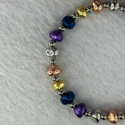 Natural Meteorite in Multi Color Pebble Shape Beads with Mini Stainless Beads Bracelet 天然天铁手链 25.33g 15cm 6.8mm 22pcs - Huangs Jadeite and Jewelry Pte Ltd