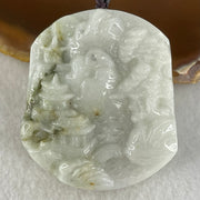 Type A Light Green Jadeite Shan Shui with Guiren Benefactor Pendant 68.16g 52.3 by 46.4 by 12.6mm - Huangs Jadeite and Jewelry Pte Ltd