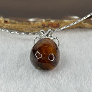 Natural Amber Pendent In S925 Sliver Necklace 15.89g 32.2 by 18.9mm - Huangs Jadeite and Jewelry Pte Ltd