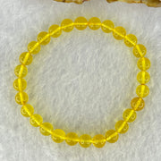 Natural Yellow Amber Beads with Inscription Bracelet 4.38g 15.5cm 6.7mm 28 Beads - Huangs Jadeite and Jewelry Pte Ltd