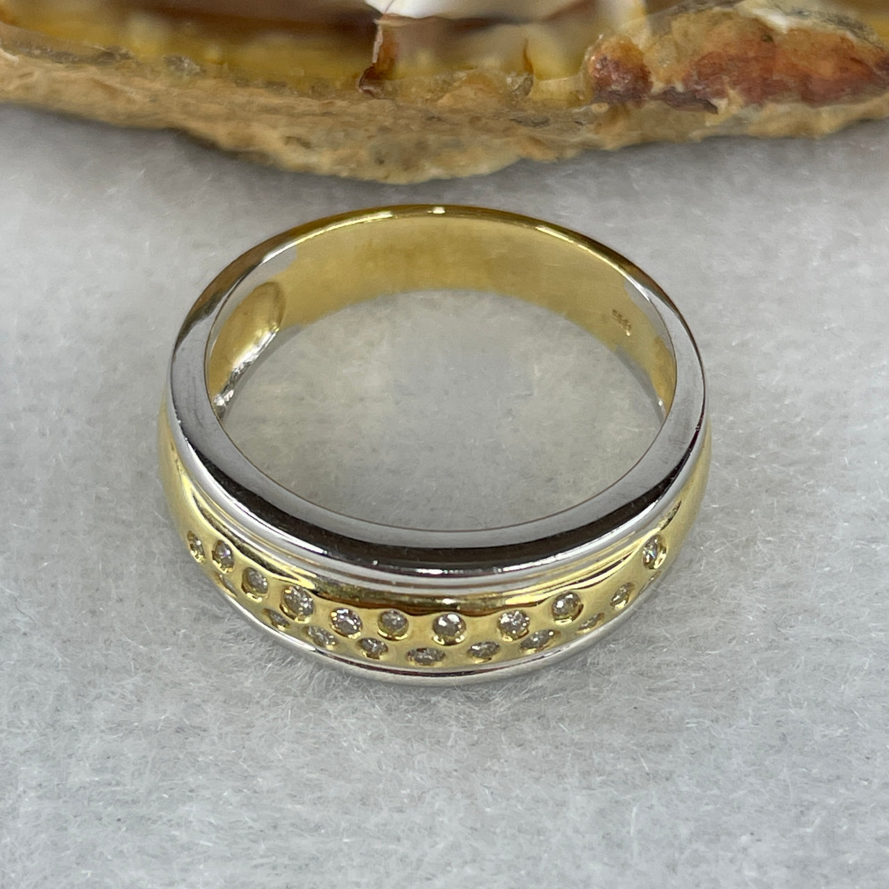 Natural Diamonds in 14K Rose and White Gold Ring Total Weight 5.35g US7.5 HK16.5 - Huangs Jadeite and Jewelry Pte Ltd