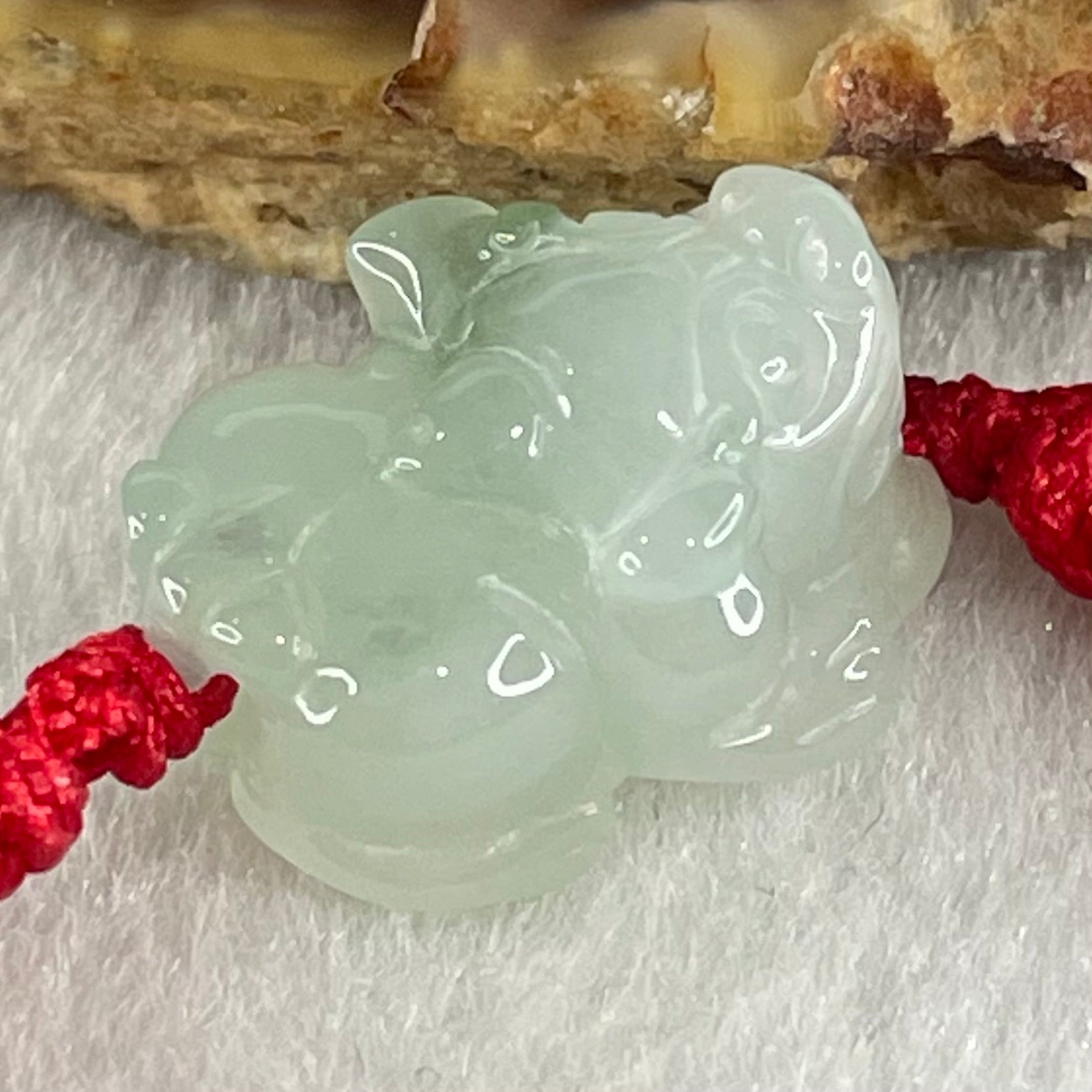 Type A Faint Green with Blueish Green Patch Jadeite Male Pixiu String Bracelet 5.60g 16.8 by 12.6 by 10.0mm - Huangs Jadeite and Jewelry Pte Ltd