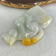 Type A Light Green with Brown Patches Jadeite Monkey Pendant 89.93g 77.0 by 47.9 by 17.1mm - Huangs Jadeite and Jewelry Pte Ltd