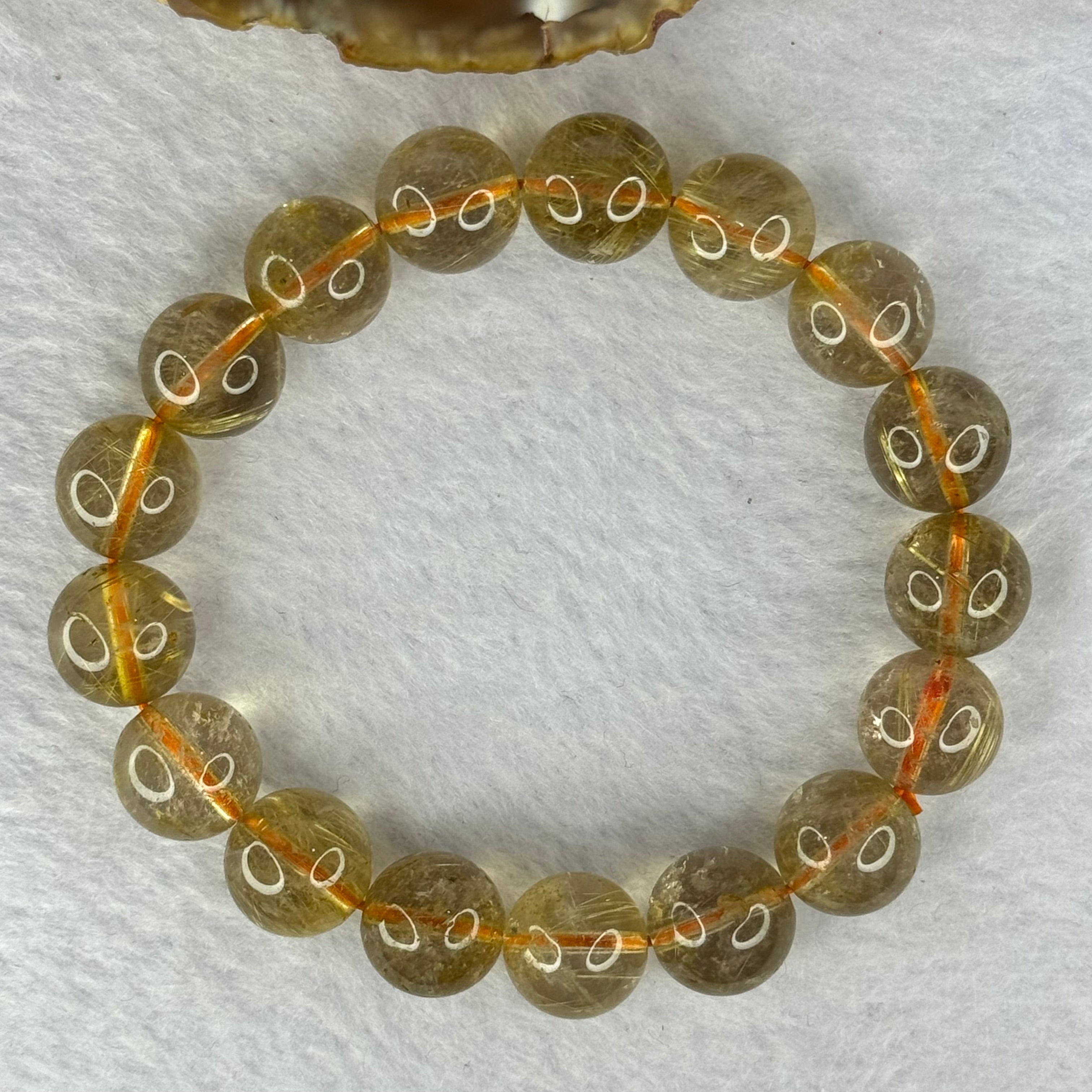 Natural Golden Rutilated Quartz Beads 天然金发水晶手链 41.16g 17.5mm 12.3mm 17 ...