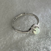 Type A Light Lavender Cabochon Jadeite in S925 Sliver Clover Ring (Adjustable Size) 1.15g 4.4 by 3.5mm - Huangs Jadeite and Jewelry Pte Ltd