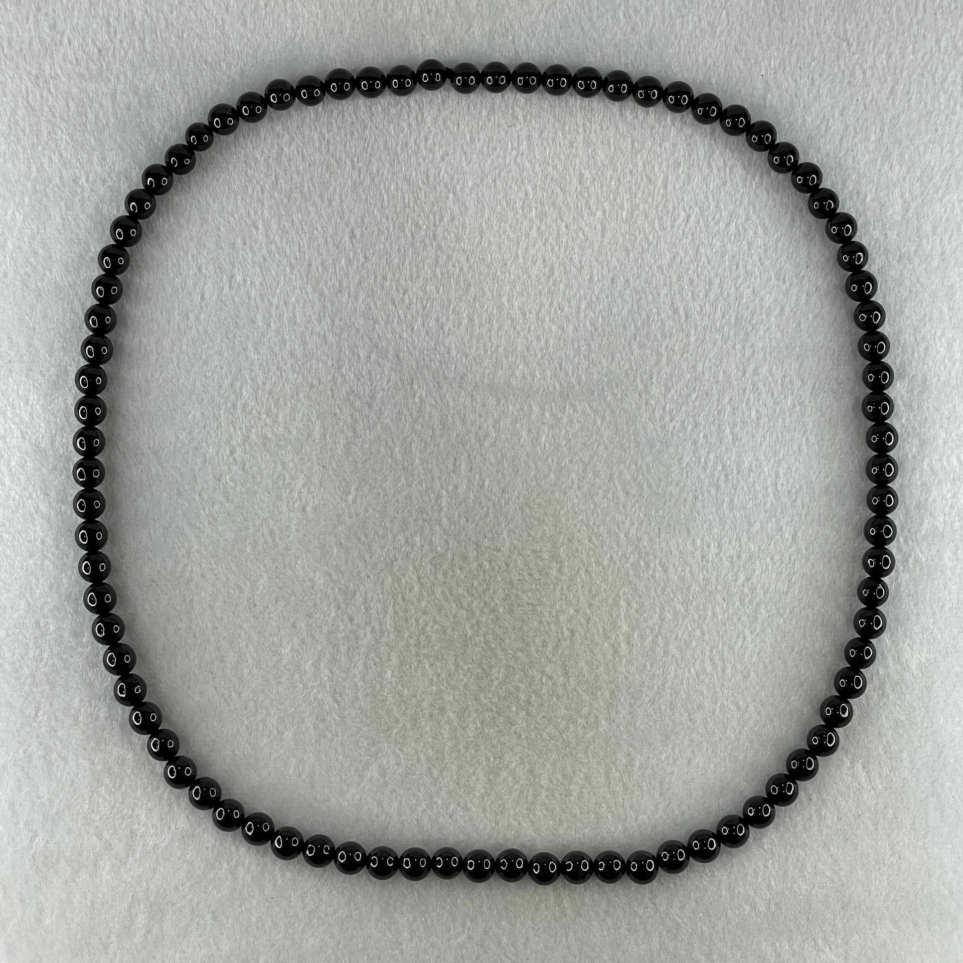 Type A Opaque Black Omphacite Jadeite Beads Necklace 75.66g 66cm 8.1mm 84 Beads - Huangs Jadeite and Jewelry Pte Ltd