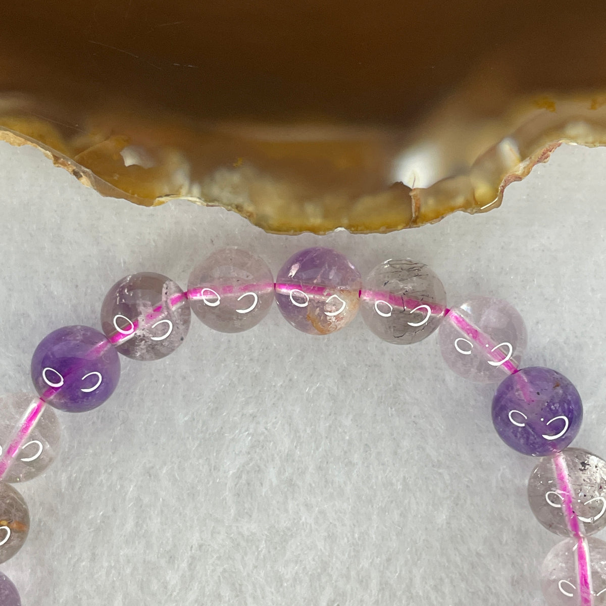 Certified Entry-Grade Natural Super 7 Crystal Beads Bracelet | Classic Mid-Sized Stacking Strand | Authentic Sacred Seven Multi-Mineral Inclusions Quartz Spiritual Catalyst & Auric Shield Bracelet (19.95g | 16cm Length | 8.8mm | 22 Beads)