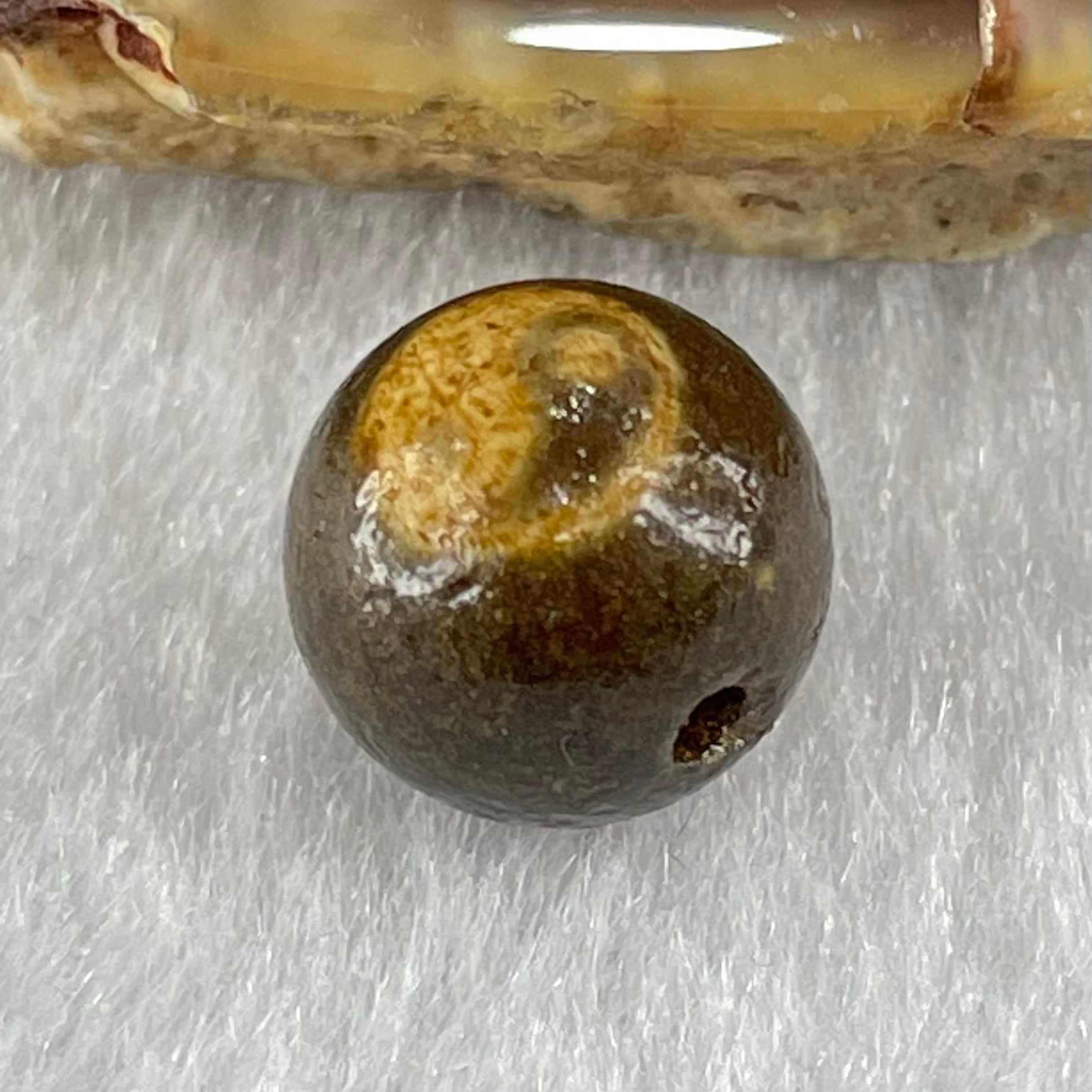 Natural Powerful Tibetan Old Oily Agate Yin Yang Bead Heavenly Master (Tian Zhu) 1.50g 10.1 by 10.5mm - Huangs Jadeite and Jewelry Pte Ltd