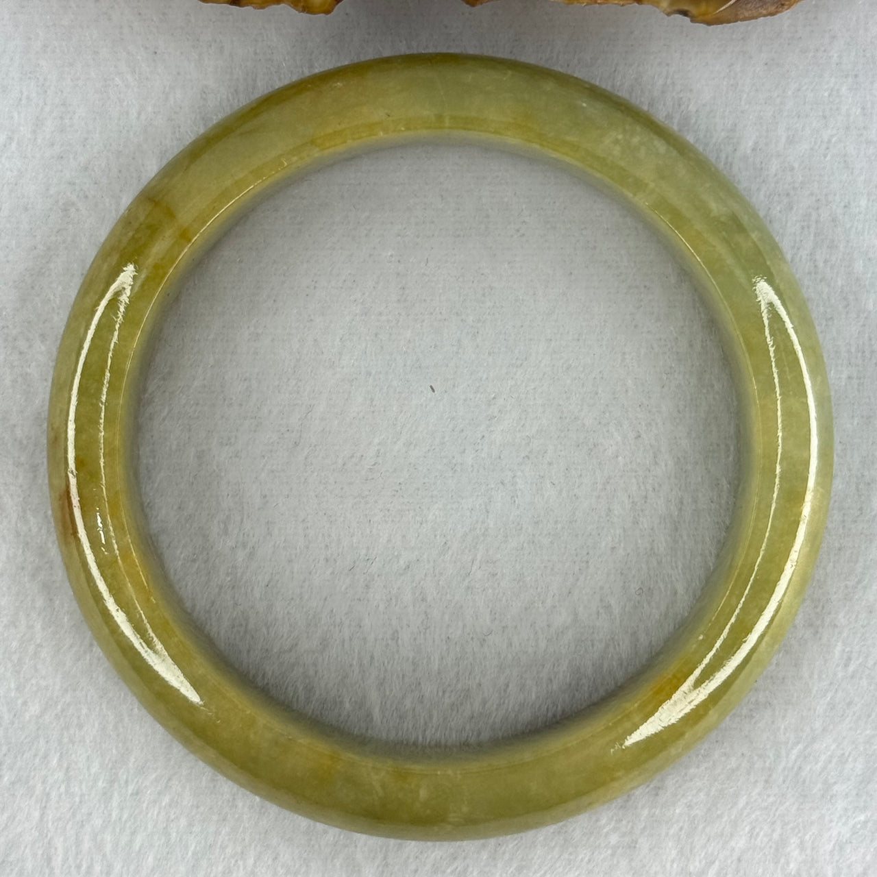 Type A Yellowish Green Jadeite Bangle Internal Diameter 55.8mm 65.38g 15.1 by 8.3mm (Slight External Line) - Huangs Jadeite and Jewelry Pte Ltd