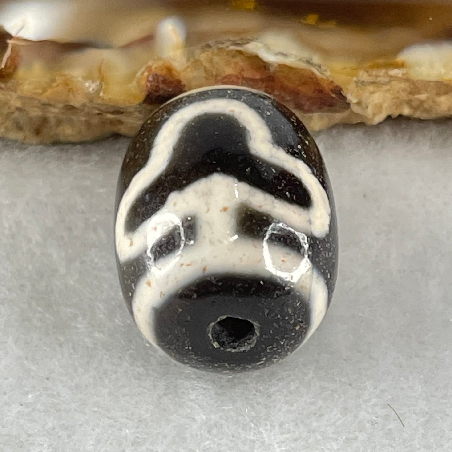 Natural Powerful Tibetan Old Oily Agate Double Bodhi Tree Dzi Bead Heavenly Master (Tian Zhu) 菩提树天珠 4.85g 17.5 by 13.5mm - Huangs Jadeite and Jewelry Pte Ltd