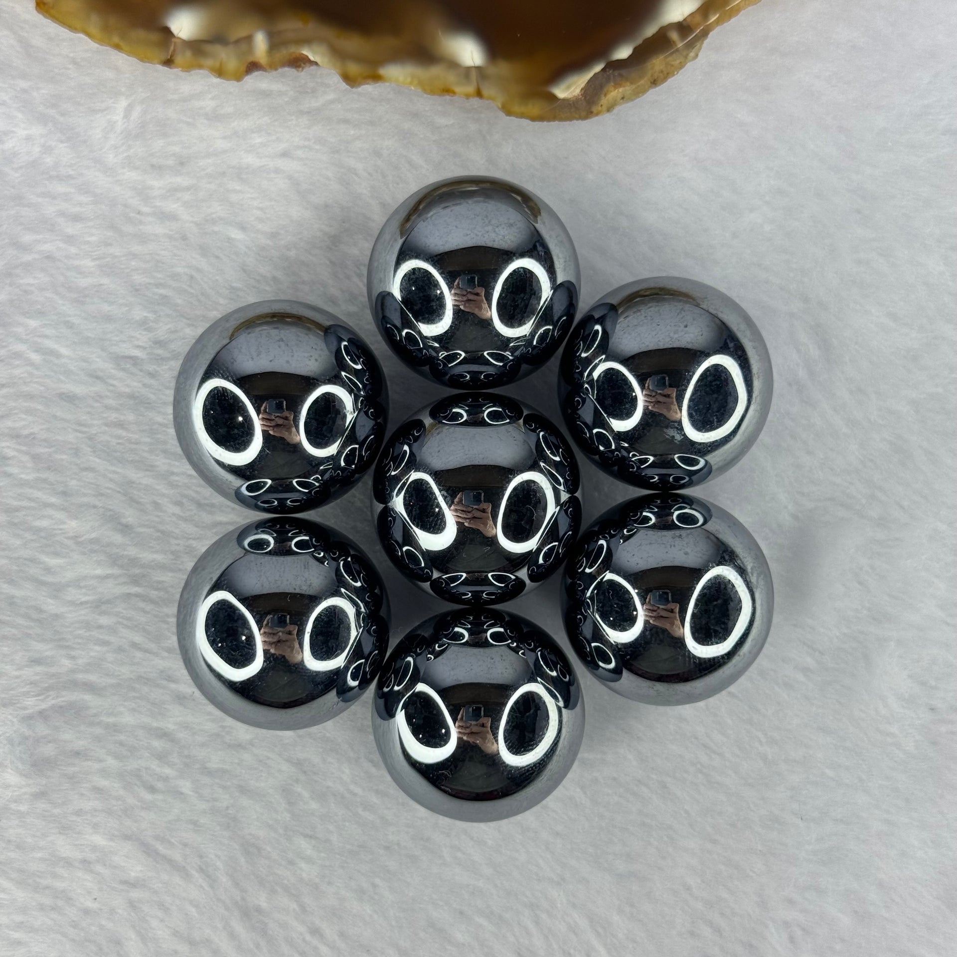 Natural Hematite 7 Sphere Ball Set 186.26g 99.7 by 34.5mm Diameter 25.0mm x 7 pcs - Huangs Jadeite and Jewelry Pte Ltd