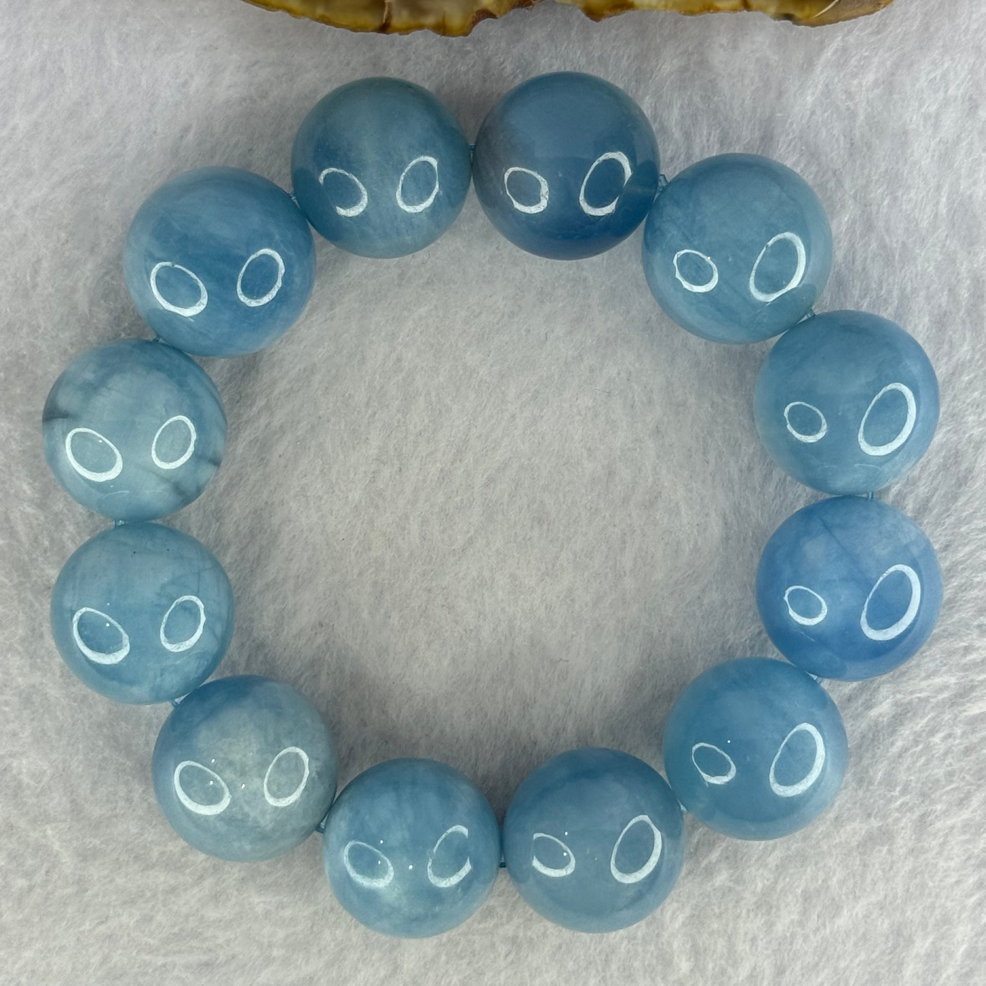 Natural Aquamarine Beads Bracelet 109.28g 18.5cm 19.2mm 12 Beads - Huangs Jadeite and Jewelry Pte Ltd