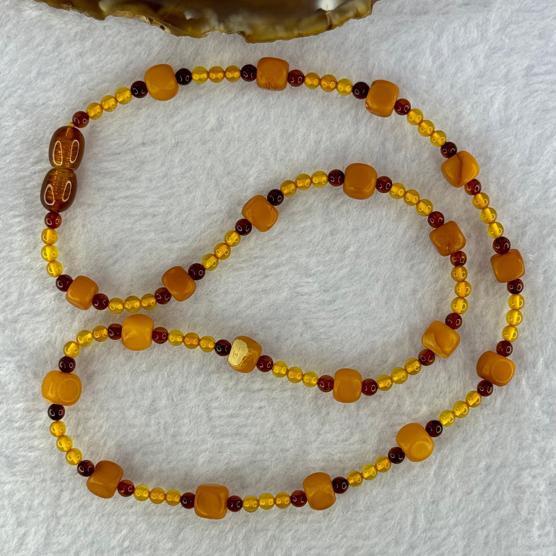 Natural Mixed Color (Golden, Red, Butterscotch) Amber Beads Necklaces 6.48g 46cm 6.4 by 6.3mm 20 Beads - Huangs Jadeite and Jewelry Pte Ltd