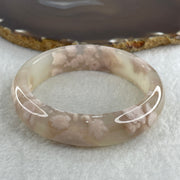Natural Faint Pink Flower Agate Bangle 57.41g Internal Diameter 60.2mm 15.6 by 9.4mm (Perfect) - Huangs Jadeite and Jewelry Pte Ltd