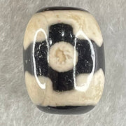 Natural Powerful Tibetan Old Oily Dark Brown With White Agate 3 Eyes Dzi Bead Heavenly Master (Tian Zhu) 三眼天诛 4.84g 17.5 by 13.2mm - Huangs Jadeite and Jewelry Pte Ltd