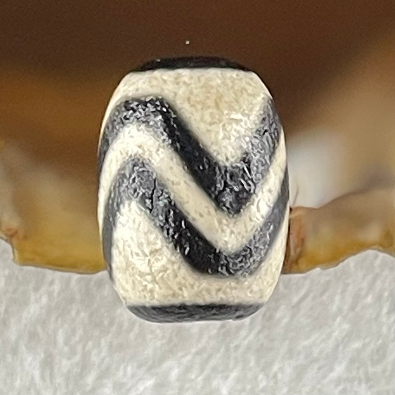 Natural Powerful Tibetan Old Oily Agate Double Tiger Tooth Daluo Dzi Bead Heavenly Master (Tian Zhu) 2.18g 13.9 by 10.1mm - Huangs Jadeite and Jewelry Pte Ltd