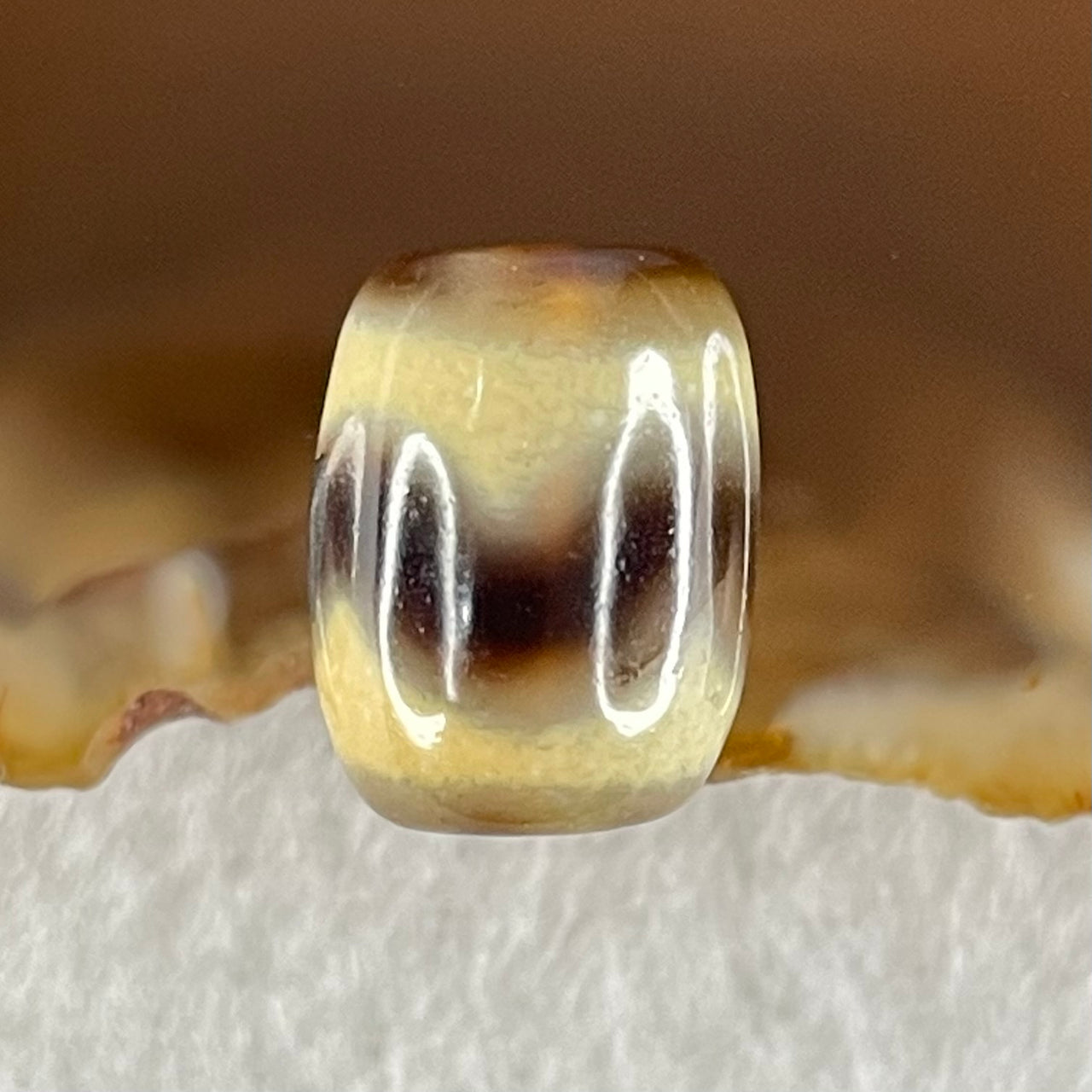 Natural Powerful Tibetan Old Oily Agate Tiger Tooth Daluo Dzi Bead Heavenly Master (Tian Zhu) 虎呀天诛 2.30g 13.1 by 10.1mm - Huangs Jadeite and Jewelry Pte Ltd