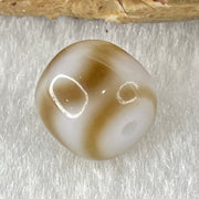 Natural Powerful Tibetan Old Oily Agate Tiger Tooth Daluo Dzi Bead Heavenly Master (Tian Zhu) 1.88g 9.9 by 10.9mm - Huangs Jadeite and Jewelry Pte Ltd