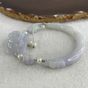Natural Type A Lavender with Faint Green Jadeite Bamboo with Lotus Flower and Dragon Bracelet 34.11g 17cm 7.9 by 8.6mm - Bamboo 33.2 by 19.1 by 11.8mm - Huangs Jadeite and Jewelry Pte Ltd