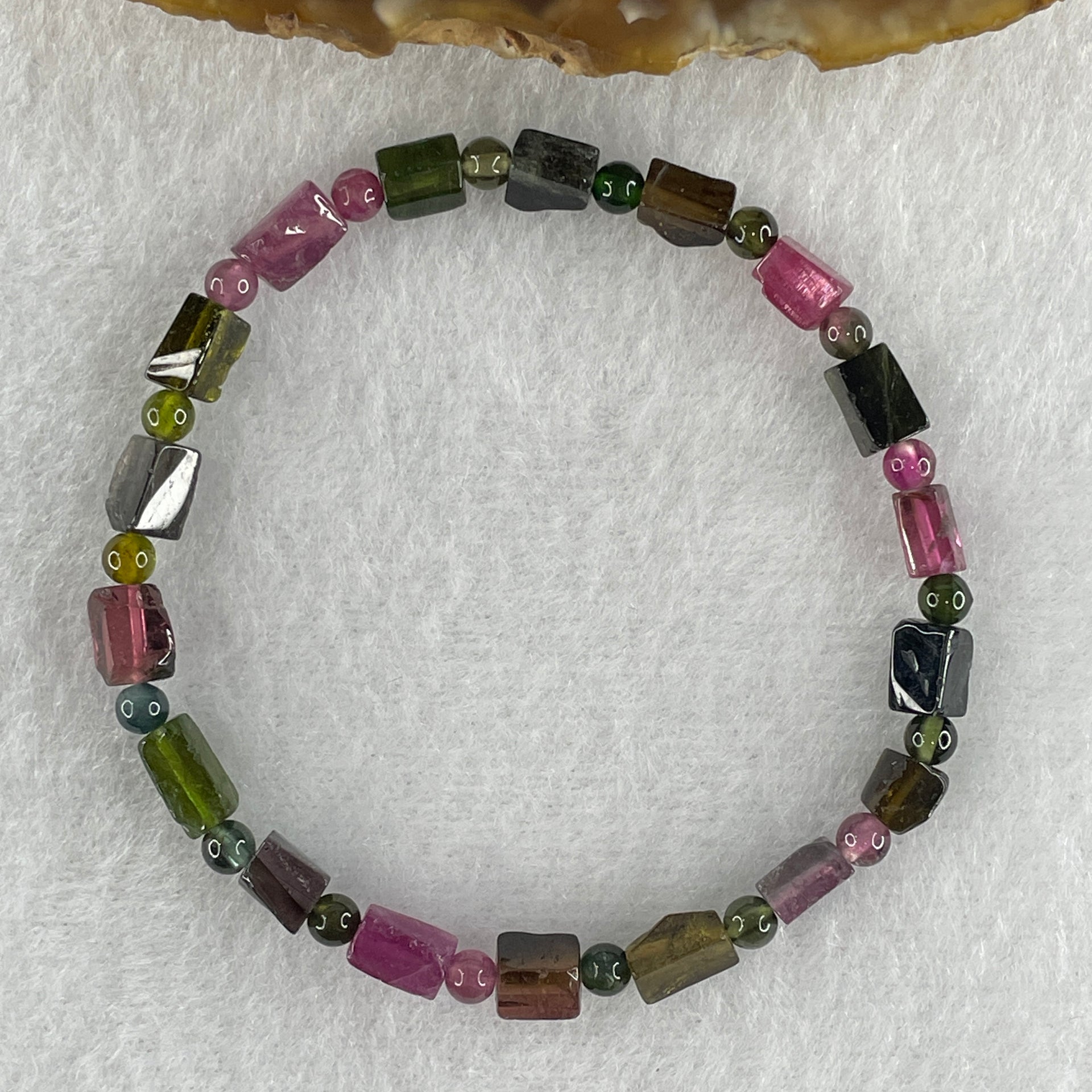Good Grade Natural Tourmaline Crystal Barrel Bracelet 6.92g 15cm 4.8mm 18Beads - Huangs Jadeite and Jewelry Pte Ltd