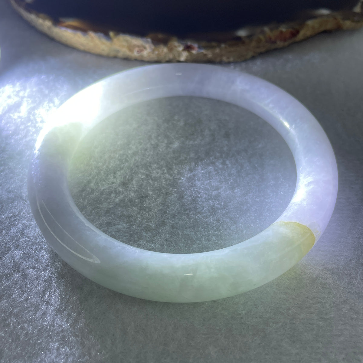 Certified Natural Type A Light Green & Lavender Jadeite Full Round Bangle | 60.4mm Yuan Tiao (60.38g 10.2x10.0mm | Internal Line | Imperial Wholeness, Royal Fortune & Heart Vitality) - Huangs Jadeite and Jewelry Pte Ltd
